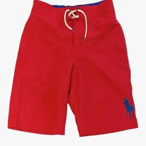 NWT Polo Ralph Lauren Red Swim Shorts with Navy Pony L(12-14)